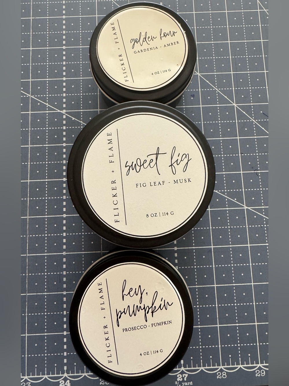 Flicker + Flame soy candles.  Set of 3. (2 were lit one time) awesome scents!!